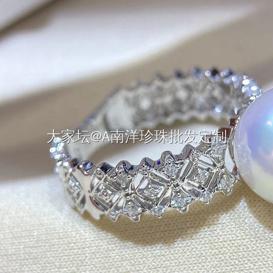 澳洲白珠戒指_有机宝石