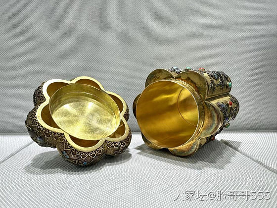 民国创汇时期丨纯银掐丝嵌宝茶叶罐_银金