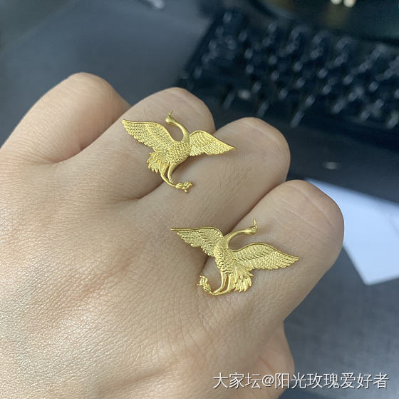 318的羊毫—仙鹤耳钉（大鹏耳钉）_金