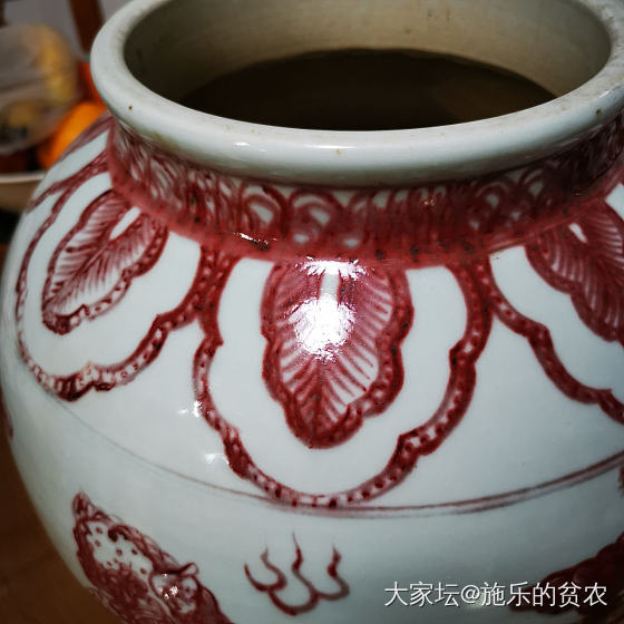 明景泰，釉里红狮纹大罐_瓷器