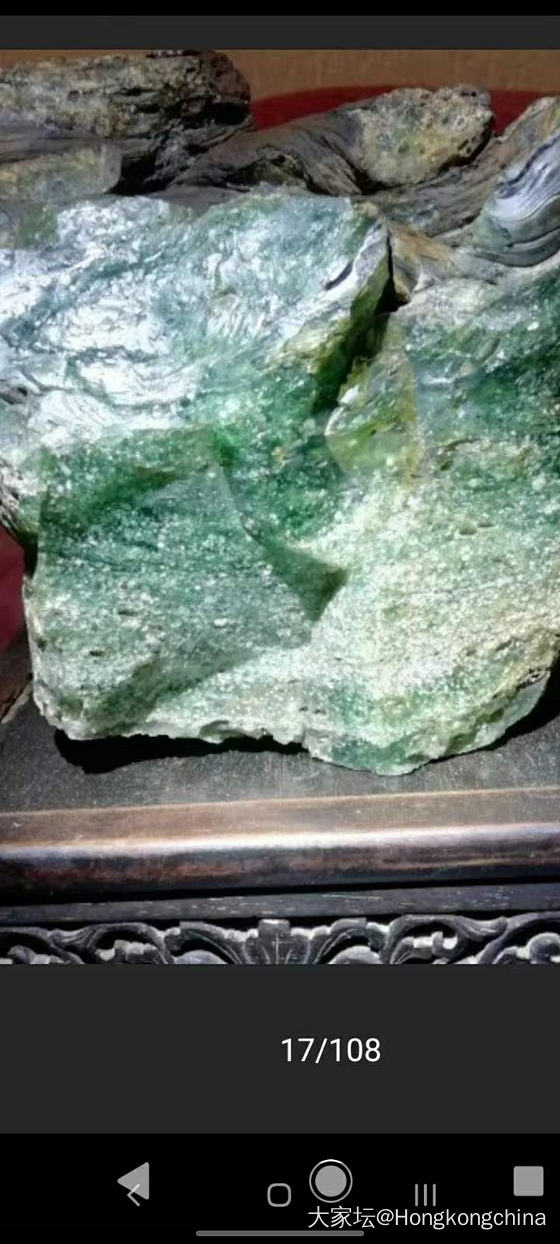 冰玻璃種滿緑樹化玉，6.2公斤重，在四月二號以到廣洲了，好開心_玉石