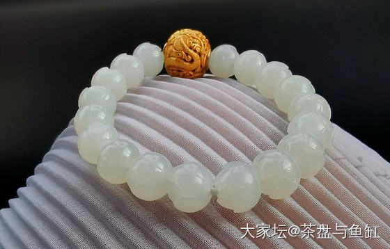 莲花珠，配了一个鎏金大珠_珠串和田玉