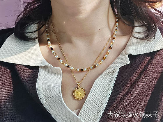 [Meet Jewelry]原创美拉德秋冬虎眼石珍珠项链叠戴百搭单品_首饰