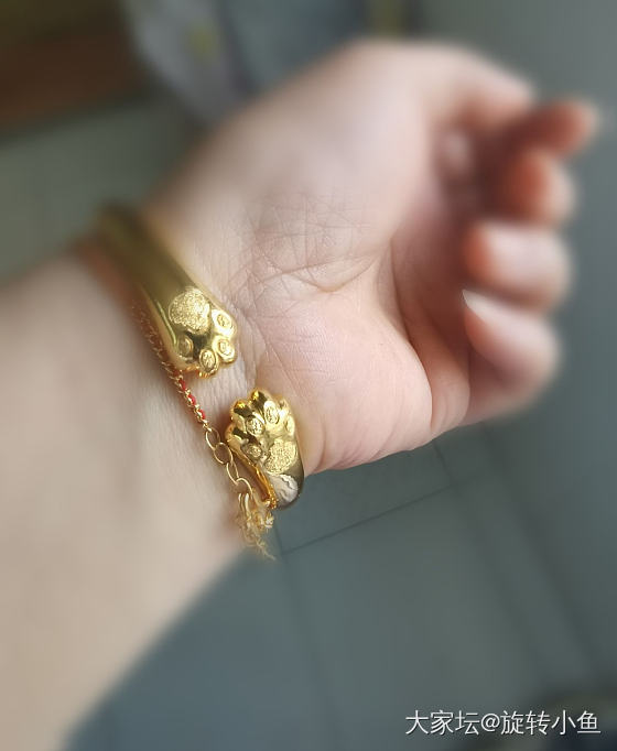 把家里的零碎，打了个猫爪手镯，开心！_手镯金