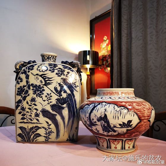 元代青花釉里红三开窗高士图罐——落水瓷器的惊艳底蕴_收藏