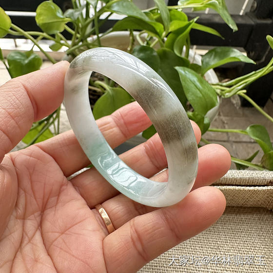 冰胶黄加绿贵妃手镯54mm_翡翠