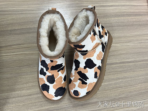 全新牛皮马毛皮毛一体羊毛内里雪地靴奶牛纹非ugg_品味