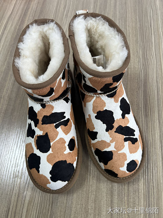 全新牛皮马毛皮毛一体羊毛内里雪地靴奶牛纹非ugg_品味