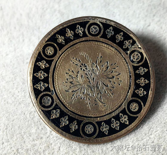 德国古董黑珐琅合金胸针_银首饰