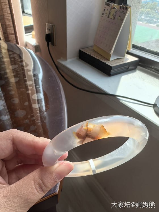 发个樱花玛瑙的照片，标签都没拆_手镯玉髓玛瑙