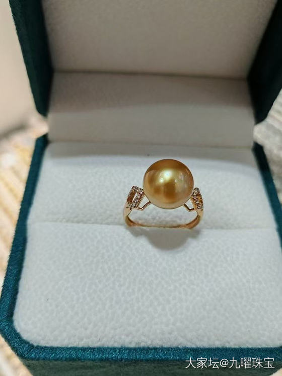 🌊【藏家级浓金珠戒】10-11mm镜面妖光 18K金钻戒臂_珍珠