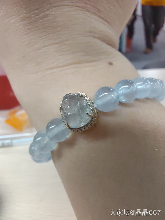蓝钢貔貅小可爱_搭配海蓝宝翡翠