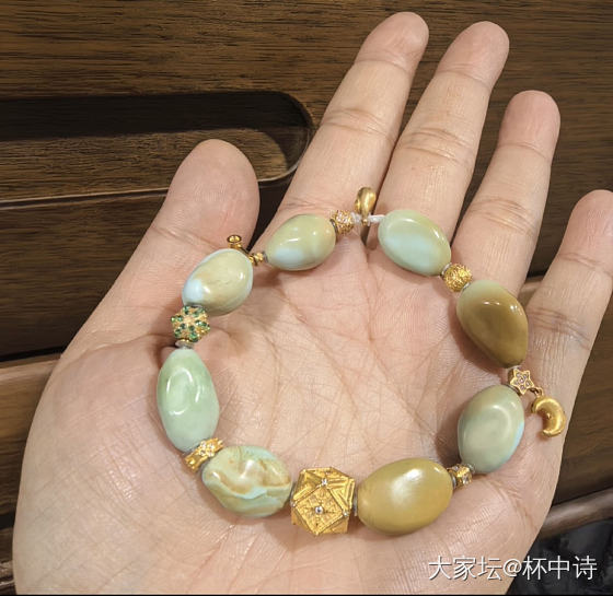 入手第一串绿松石18k金绿松石手串_搭配松石