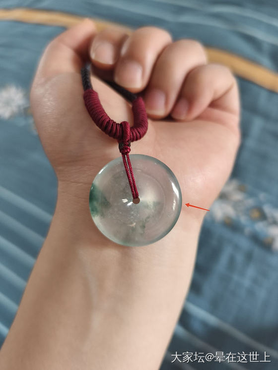 最后一次降价，超值高冰飘蓝花大平安扣_翡翠