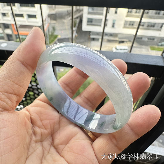 冰种浓紫瓢花翡翠手镯56.5mm_翡翠