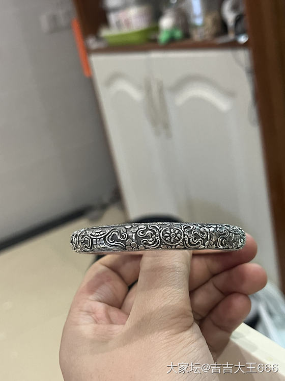 吉祥八宝复古银镯_银