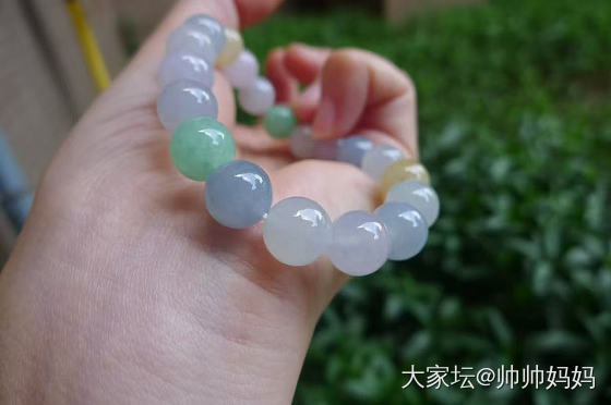 翡翠冰糯化糖豆手链_翡翠