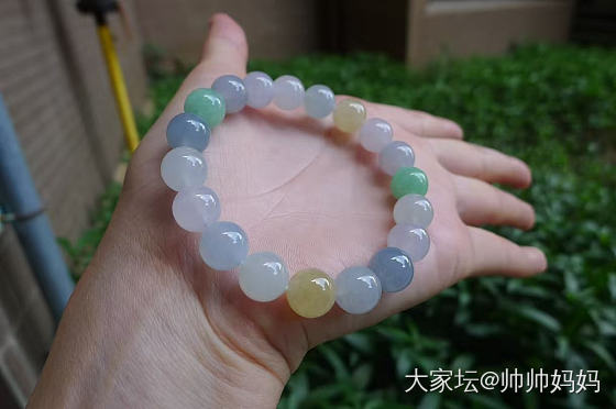 翡翠冰糯化糖豆手链_翡翠