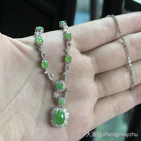 缅甸翡翠925万能扣套链