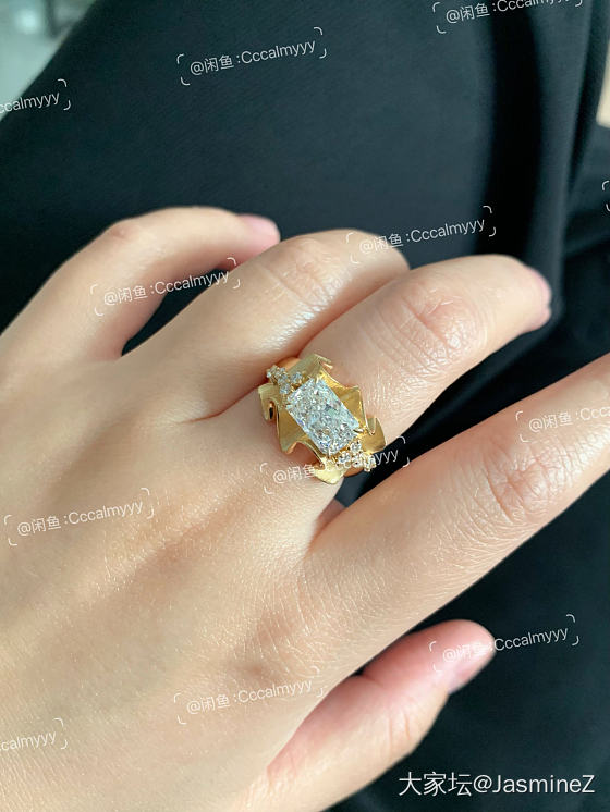 2克拉雷迪恩培育钻戒指。中古拉丝老钱风。_钻石