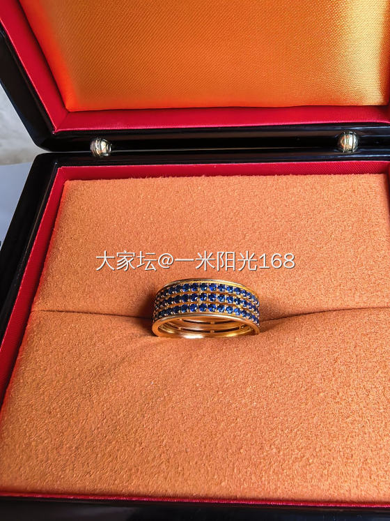 老铺黄金蓝宝石戒指宽版18号圈口_金