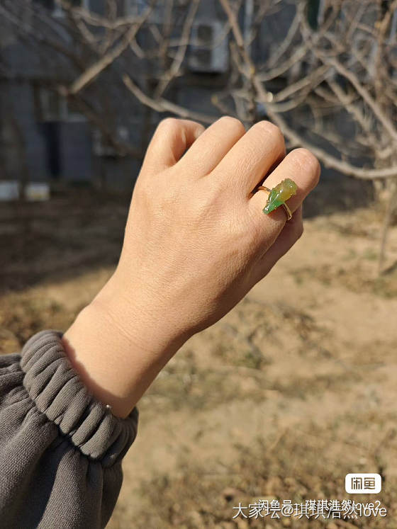 黄加绿翡翠玫瑰花戒指_翡翠
