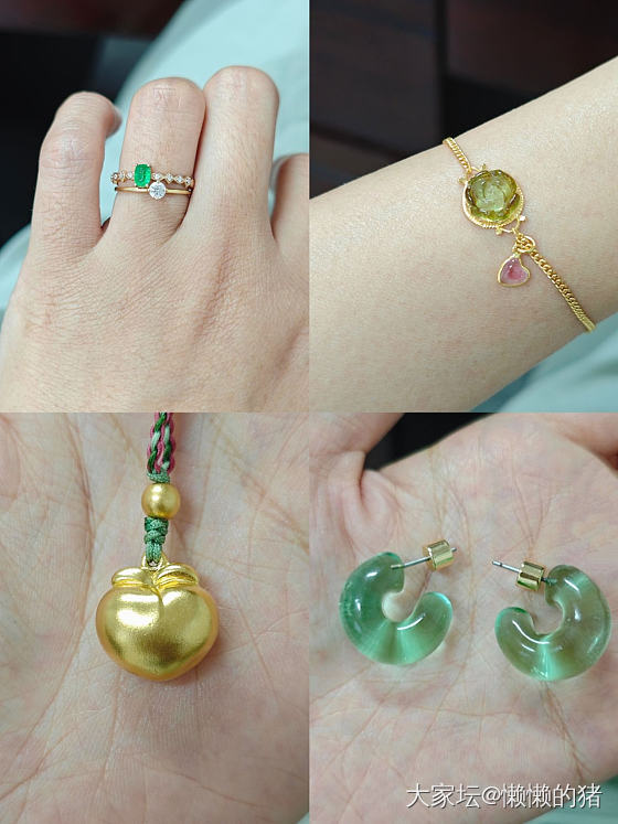 今天戴点绿🍃_穿搭彩色宝石金