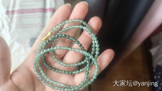 天然缅甸A货翡翠晴水飘花珠链_翡翠