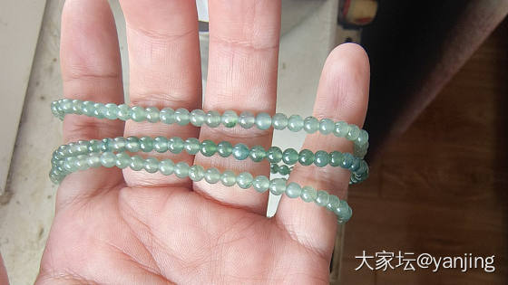 天然缅甸A货翡翠晴水飘花珠链_翡翠