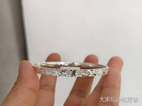 樱花碎冰冰足银手镯_银