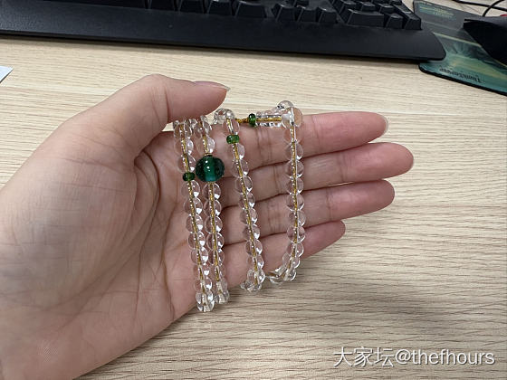 白水晶穿金线还挺好看的_串珠白水晶