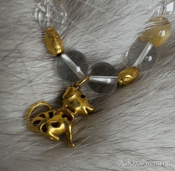 千足金小狗 小鱼挺可爱的吧_石榴石水晶金