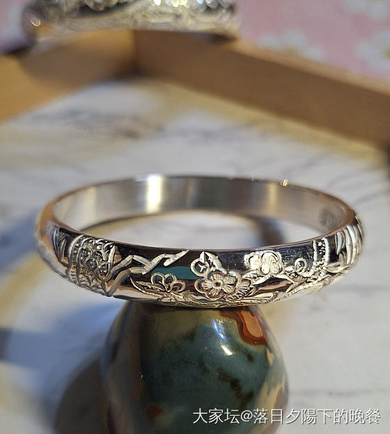 岁寒三友。老梅。扶瑶。纪录新旧镯_手镯银
