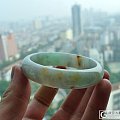 ~翡翠(A货)--三彩-苹果绿色60MM圈口