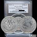PCGS PR64德国魏玛1927年诺德豪森千年3马克银币