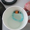 秀个刚收到的原矿绿松桶珠，白蓝的