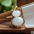 【張紀】白玉葫芦 和田玉 青海白 镶金精品挂件18K