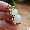 【張紀】白玉葫芦 和田玉 青海白 镶金精品挂件18K