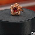 天然1.36克拉鸽血红红宝石满钻18k玫瑰金戒指 蔷薇花 GIA证书