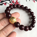 [太阳][太阳]足金转运珠六字真言配小叶紫檀手串   尺寸：金珠11-12m...