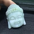 【中翠国艺】天然翡翠A货细糯种纯手工雕刻浅绿色厚装大日如来佛头