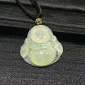 【中翠国艺】天然翡翠A货冰种化地起荧光浅绿色弥勒佛笑佛