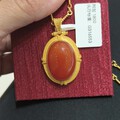 足金镶南红吊坠